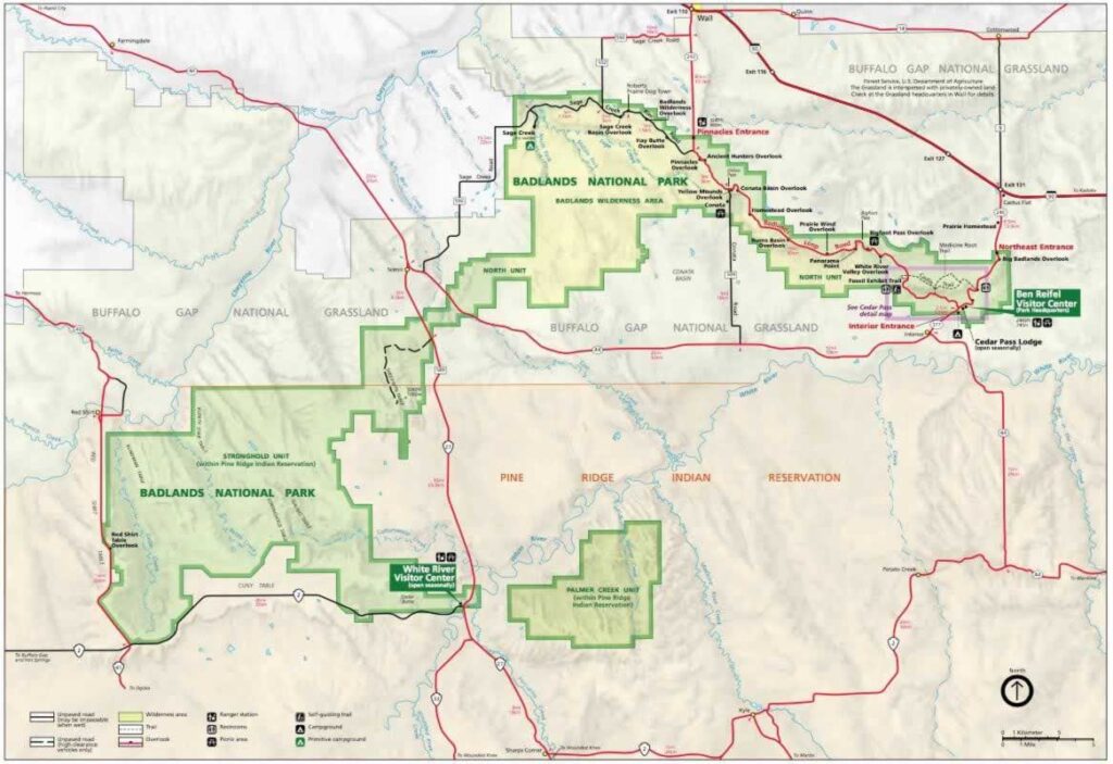 south dakota  Badlands map